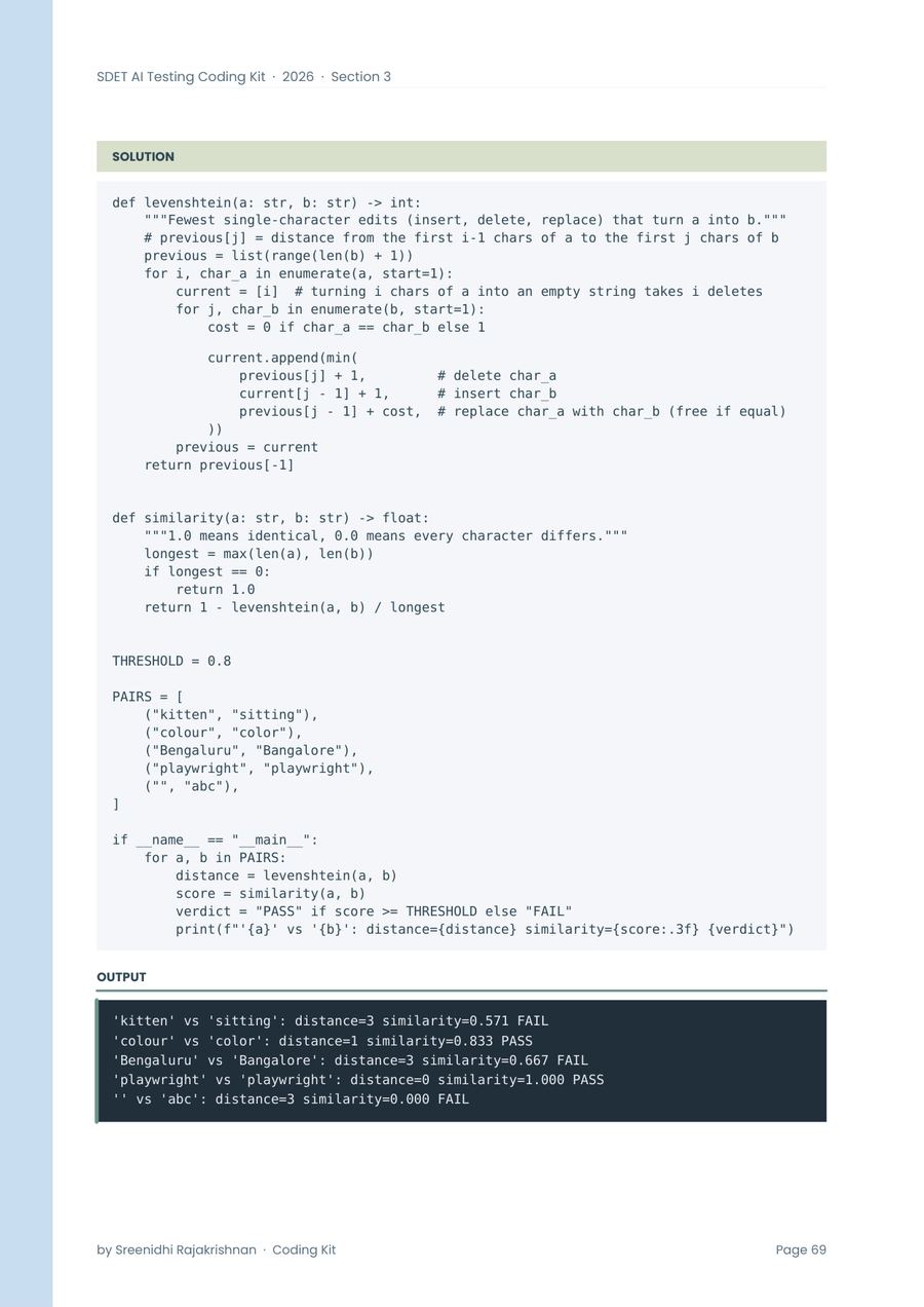 A solution page from the Coding Kit with the real program output